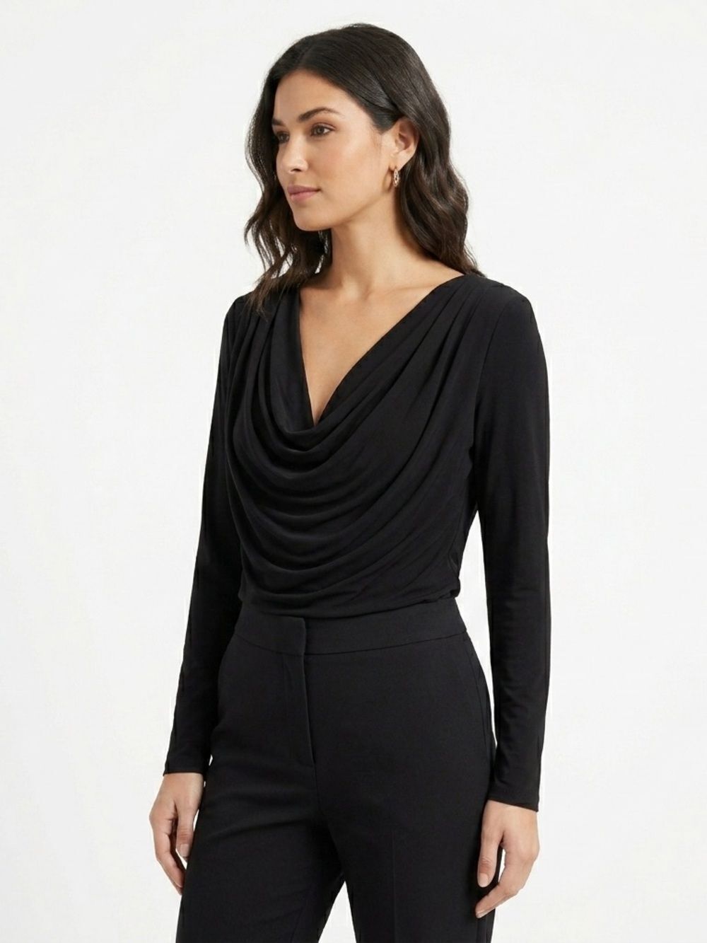 Norma Kamali Black Long Sleeve Top Size XL Classic Minimalist Style Elegant Chic